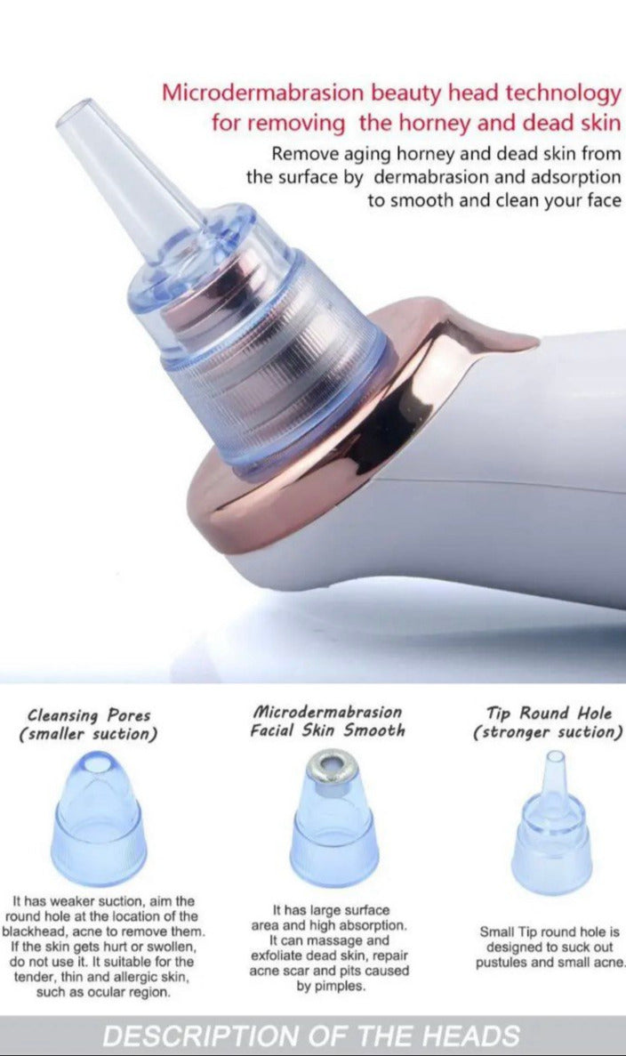 Electric blackhead remover with multiple suction heads and USB rechargeable design for deep pore cleansing