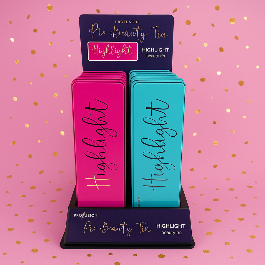 PROFUSION Beauty Tin Case Highlight Display Set | Glow Essentials