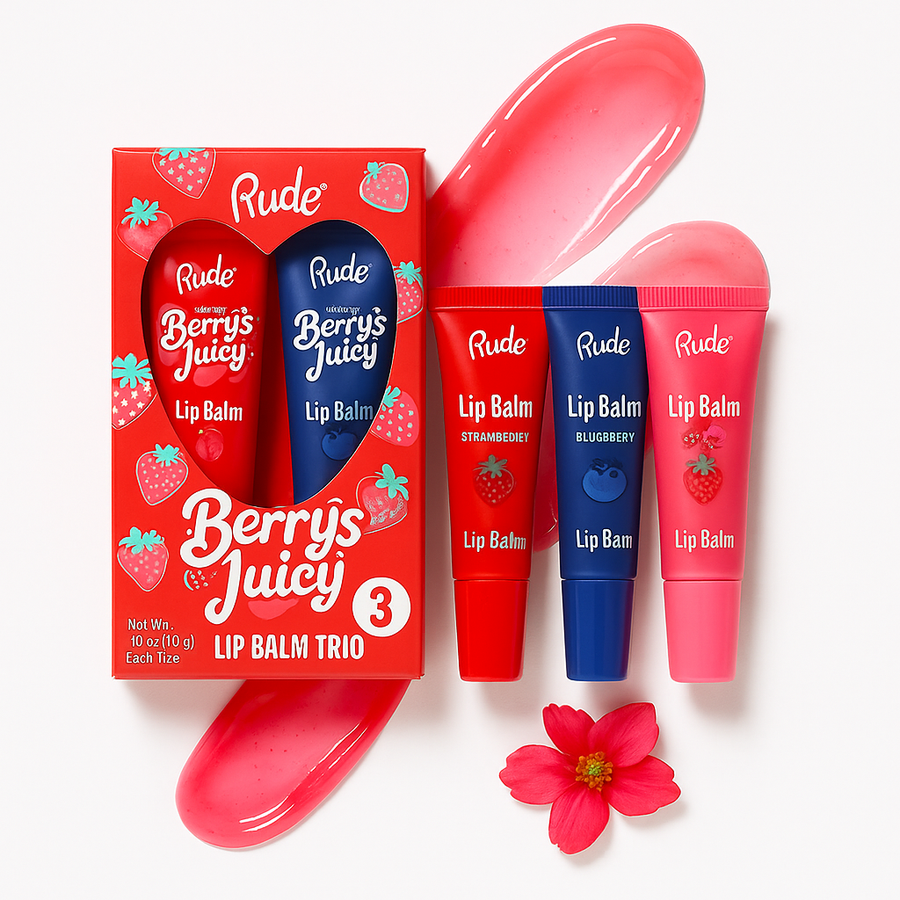 RUDE Berry Juicy Lip Balm Trio Set