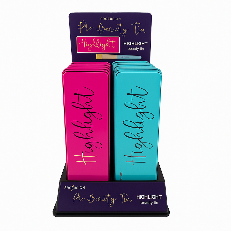 PROFUSION Beauty Tin Case Highlight Display Set | Glow Essentials
