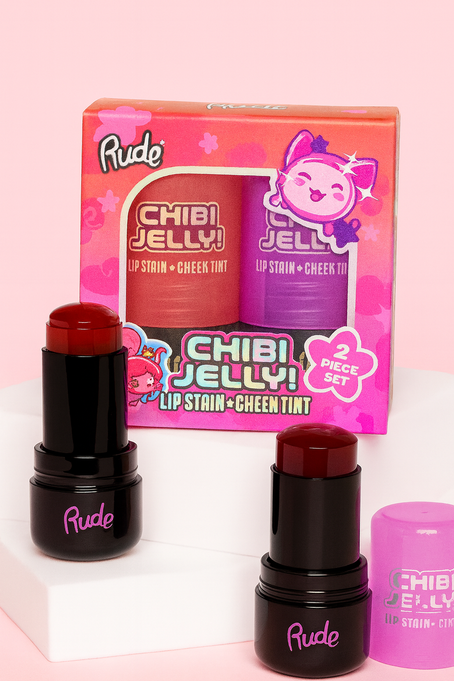 RUDE Chibi Manga Collection Chibi Jelly! Lip Stain + Cheek Tint Duo