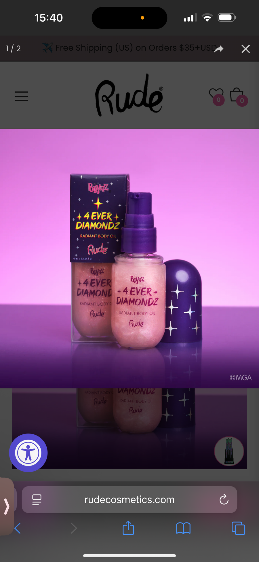 RUDE Bratz 4 Ever Diamondz Radiant Body Oil