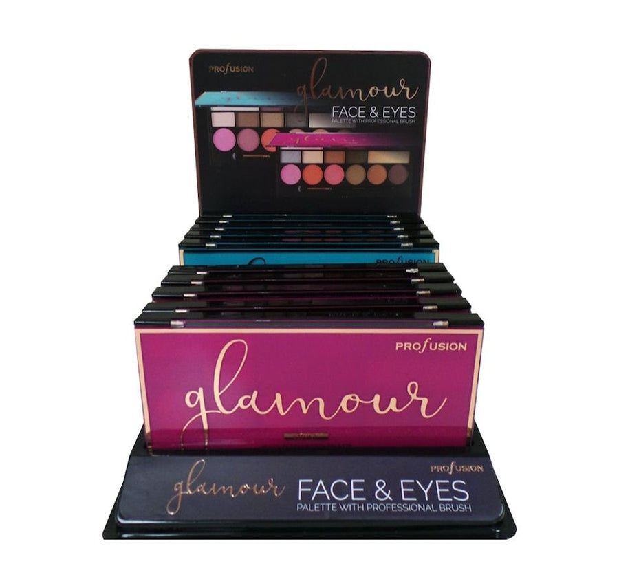 PROFUSION Glamour 16 Color Face & Eyes Palette Display Set, 10 pcs