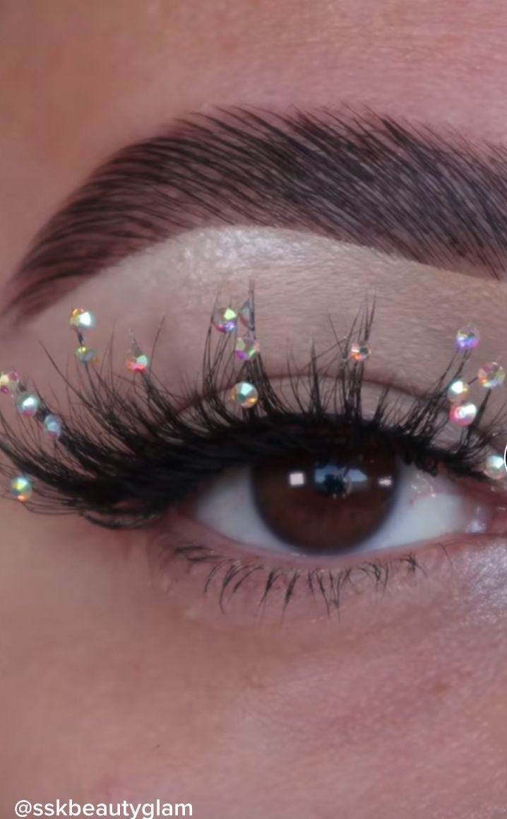 FLUTTER Real Mink Fur Crystal Lashes - Anne Pink Crystals