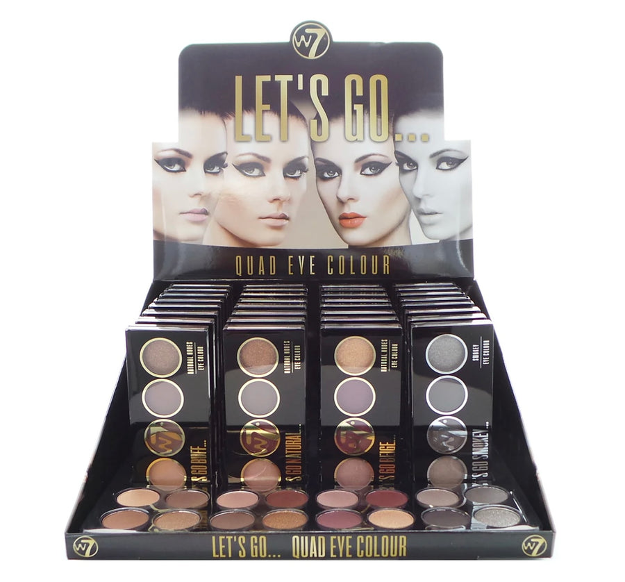 W7 Let's Go Quad Eye Color Display Set, 32 Pieces Plus Display Testers