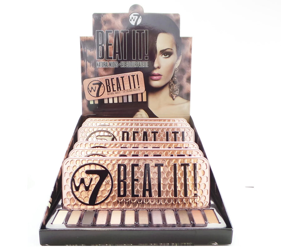 W7 BEAT IT Natural Nudes Eye Colour Palette Display Set, 6 Pieces plus Display Tester