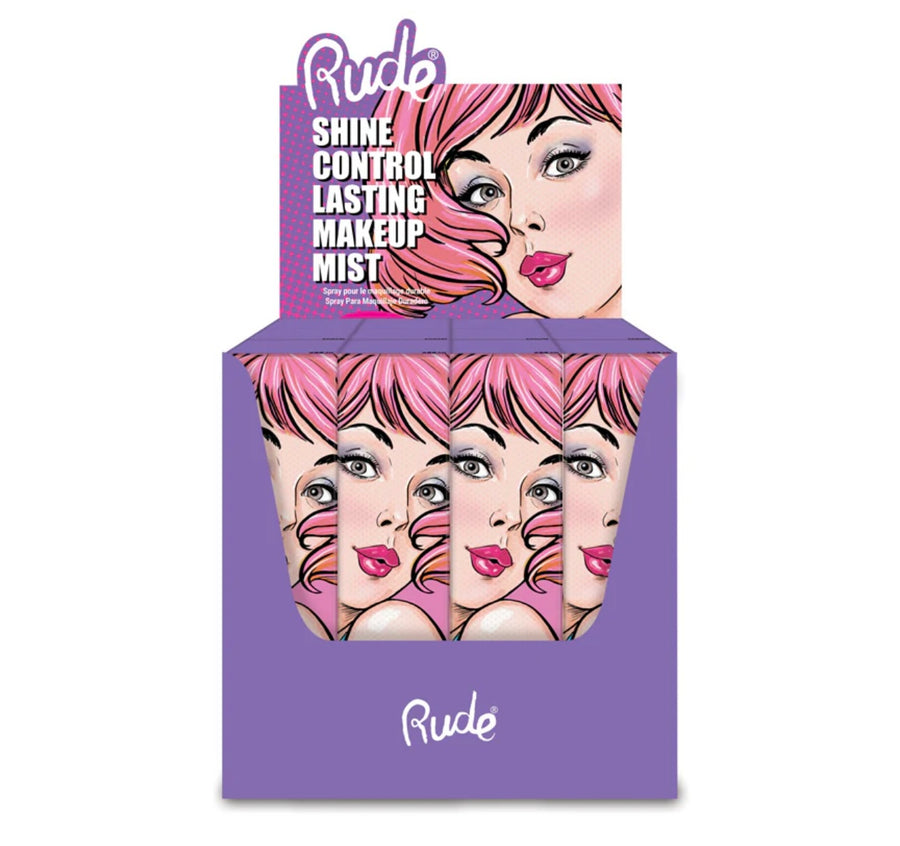 RUDE Shine Control Lasting Makeup Mist Display Set, 12 Pieces