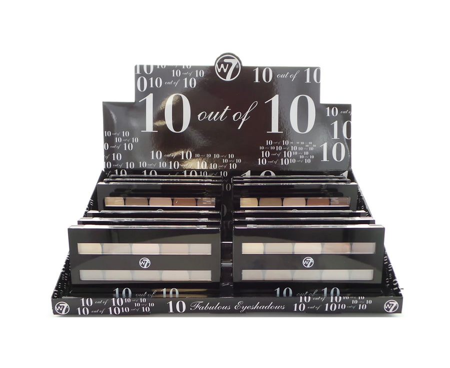 W7 Perfect 10 out of 10 Eyeshadow Palette Browns Display Set, 12 Pieces