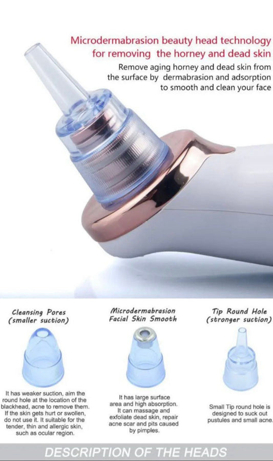 Electric blackhead remover with multiple suction heads and USB rechargeable design for deep pore cleansing