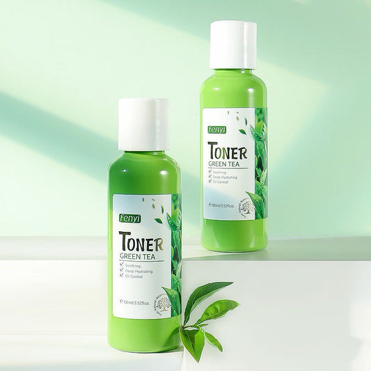 Green tea toner bottle with moisturizing benefits – lightweight 100ml lotion for all skin types, soothing and alcohol-free